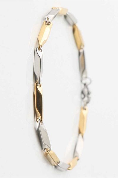 Takı Dükkanı Yellow White Color Square Cube Model Men's Steel Bracelet Imprint Eck05bsrb