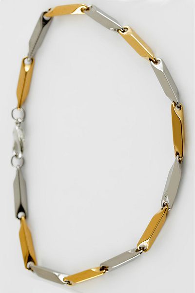 Takı Dükkanı Yellow White Color Square Cube Model Men's Steel Bracelet Imprint Eck05bsrb