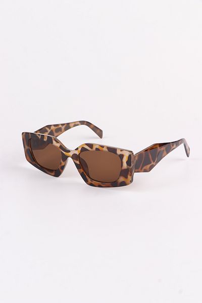 Eyesofia Hude Geometric New Season Popular Women's Leopard Brown Sunglasses