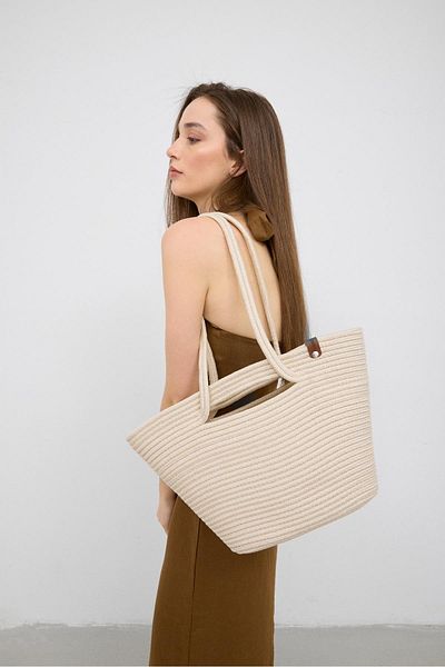 Shule Bags Ψάθινη τσάντα ώμου Santa Cream