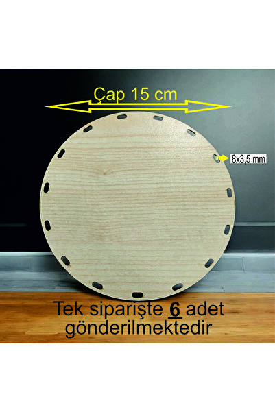 ASUDE HEDİYELİK Ahşap Krem 15 Cm 6 Ad Bambu Tepsi Örgü Plakası Supla Delikli ...