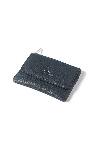 Cangurione Γνήσιο δέρμα Navy Blue - Πορτοφόλι με μικρή κάρτα με κουμπωτό κλείσιμο, φερμουάρ για κέρματα και κλειδί