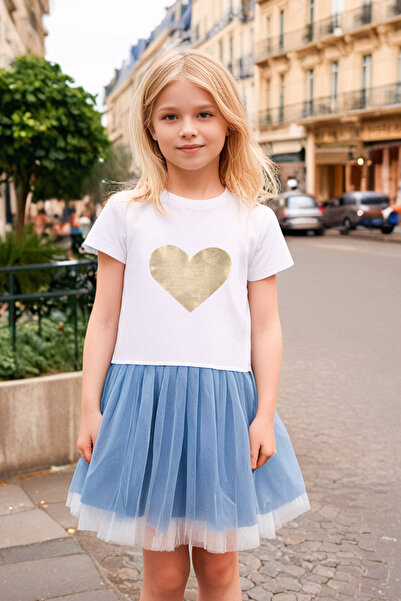 Mavipink Дівчача сукня з золотим листям, блискучим батистом і тюлем