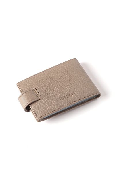 Cangurione Sand Beige Snap Closure Διαφανής θήκη για κάρτες Γνήσιο δέρμα Μικρή θήκη για κάρτες