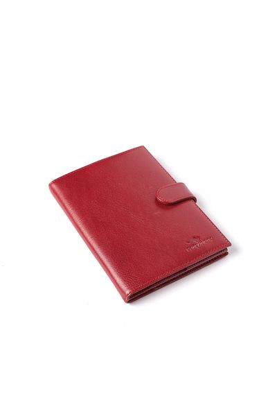 Cangurione Long Genuine Leather Passport Holder with Red Transparent and Fixed Card Holder Section