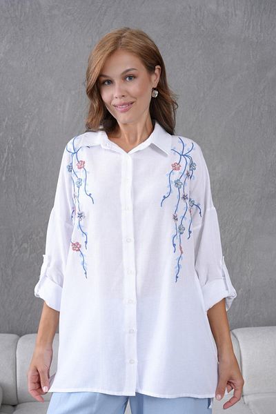 BURRASCA Embroidered Stone Linen Shirt