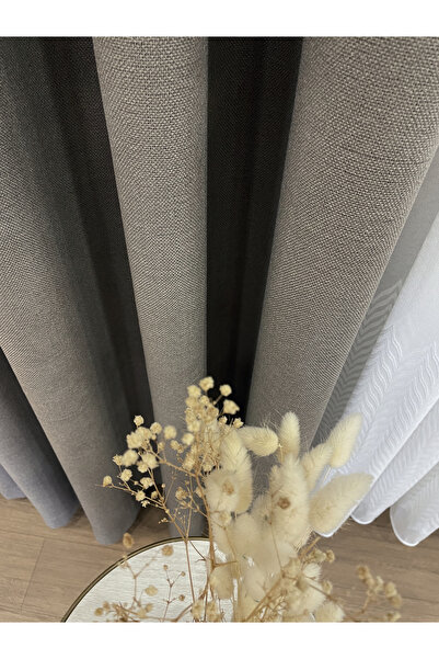 Brillant Culoarea nurcă 1/3 SIK Pile Efect de pânză aspect lenjerie Cortina d...