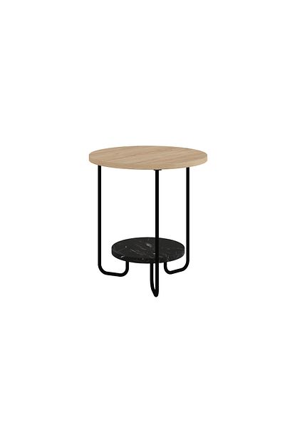 Mourah Home Corro Modern Side End Table Oak Black Marble Multipurpose