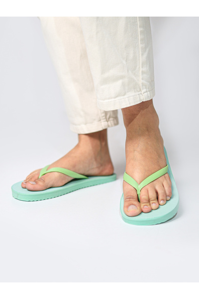 HANOX Women's Comfortable Green Printed Flip Flops Beach Slippers Flipflops