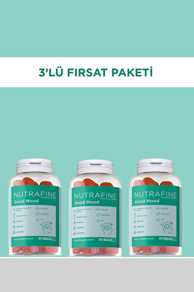 3'lü Good Mood Gummy, Duygu Durumu Destekleyici, 5-HTP & Rodiola Çiğnenebilir Vitamin Gummies