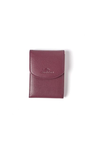 Cangurione Purple Genuine Leather - Removable Small Card Holder with Snap Closure, Transparent Section