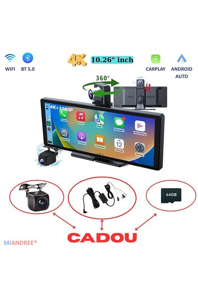 OEM Universal Car Navigation 10.26" Full-Touch IPS HD, MIANDREE®, 4K/1080P Camera (Dashcam)
