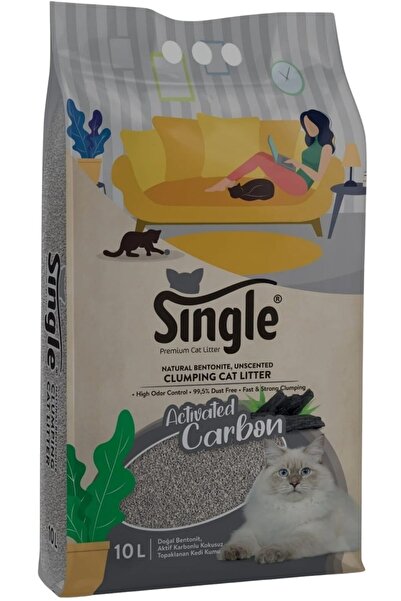 Single Bentonit Aktif Karbonlu Kedi Kumu 10L