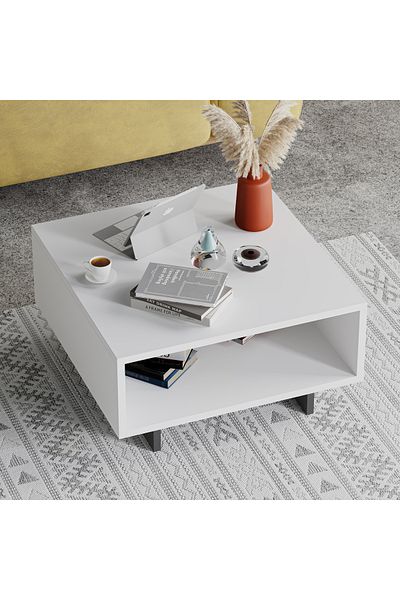 Mourah Home Hola Modern Coffee Table White Anthracite Grey Multipurpose H 32cm White/Dark Grey