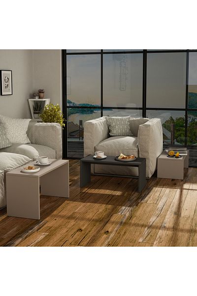 Mourah Home Kanta Modern Coffee Table Light Mocha/Dark Grey