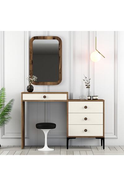 Variant Mobilya Variant Lizbon Makyaj Masalı Aynalı Şifonyer - Ceviz / Krem