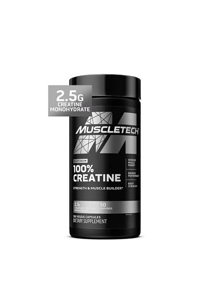 MUSCLETECH Creatine Monohydrate Pills Platinum 100% Pure Formula Muscle Builder & Recovery Support, 100 Capsule