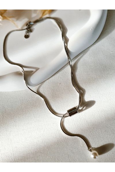 Mirage Design Silver Detailed Steel Necklace 13