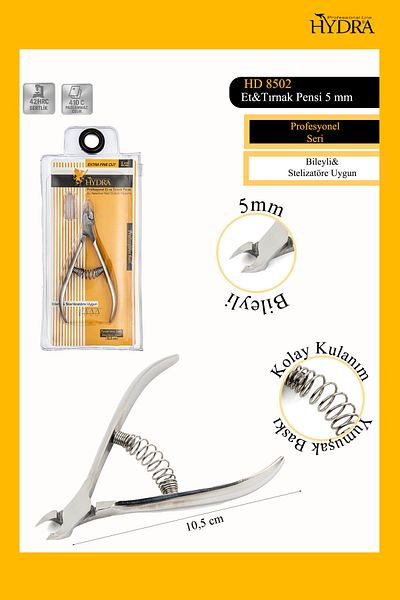 Hydra Professional Wire Wheel and Nail Clamp 5 mm Hd-8502 Stainless & Sharpened