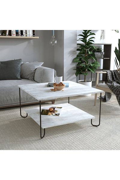 Mourah Home Marbo Modern Coffee Table Ancient White Multipurpose H 45cm Ancient White
