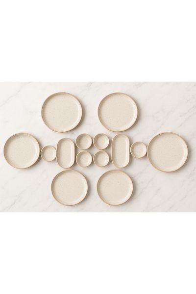 DOWRY STİL 14 Piece Natura Breakfast Set for 6 People - Luxury Breakfast Presentation Set Plate
