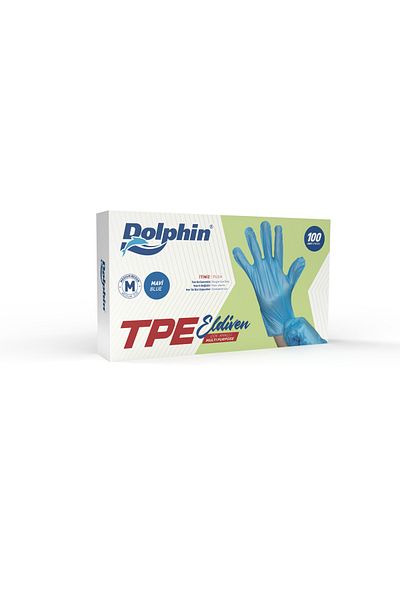 Dolphin Blue Tpe Gloves Size m 100 Pieces