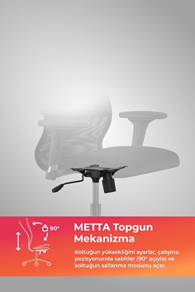 METTA Ergolife Sit 8 Ofis Koltuğu | Tekerlekli, Fileli, Yüksek Arkalıklı, Bilgisayar Sandalyesi-DA.D.1.243