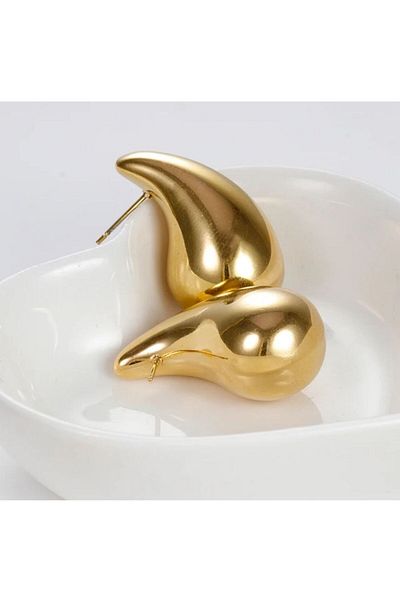 demirosa Gold Color Drop Form Curved Earrings