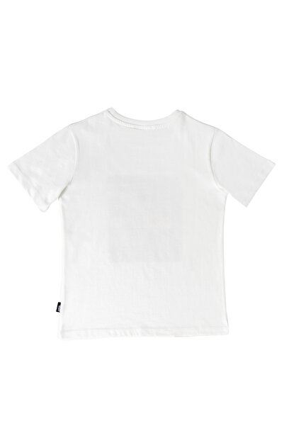 No Fear Хлопчик - Біла футболка з коміром-велосипедом і принтом