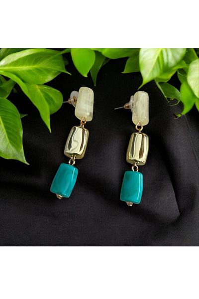 demirosa 3 Color Block Beaded Modern Earrings