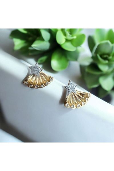 demirosa Shiny Stone Star Earrings - Sea Breeze Design