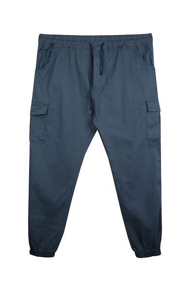marufshop Pantaloni de jogging din lycra de mărime mare - cu buzunare cargo, albastru petrol