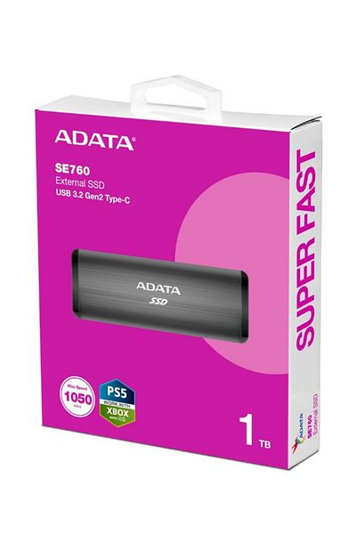 Adata SE760 1TB External SSD | Compatible with PS5 XBox Solid State Drive USB Type-C 3.2 Gen 2 | Black