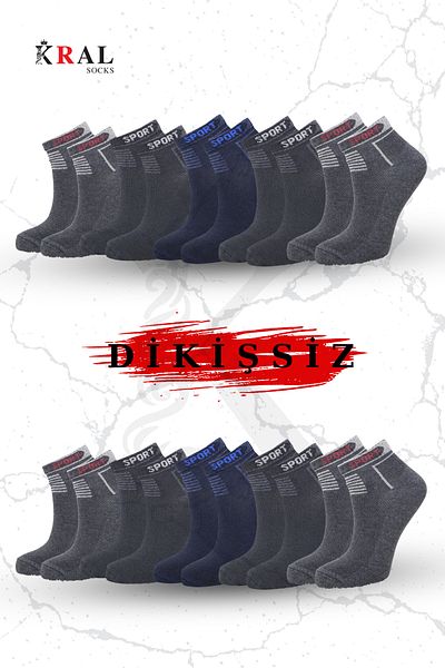 KRAL SOCKS Чорапи унисекс, 10 чифта, парфюмирани, безшевни памучни мъжки чорапи