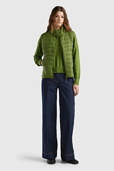 Benetton Kadın Kısa Kollu Yelek - Haki