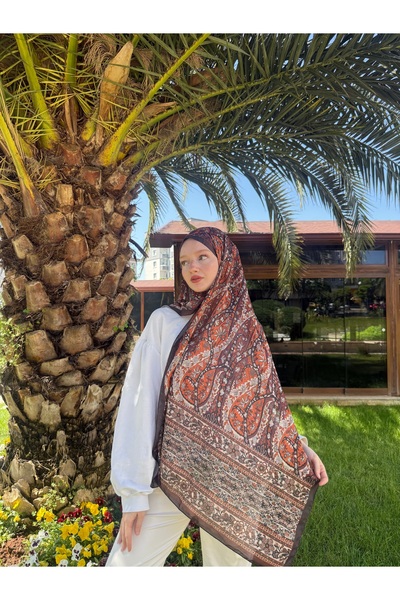 MODA Soft Cotton Ethnic Pattern Shawl Brown