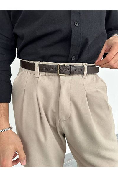 Gambocci Men's Faux Leather Thin Fabric Trouser Belt