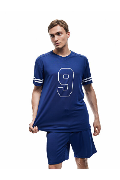 Koton Αθλητικό μπλουζάκι με κοντό μανίκι V λαιμόκοψη με λεπτομέρεια με στάμπα