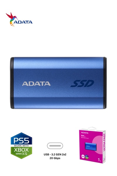 Adata قرص SSD خارجي SE880 بسعة 1 تيرابايت | قرص SSD محمول فائق السرعة متوافق مع PS5 وXBOX | أزرق