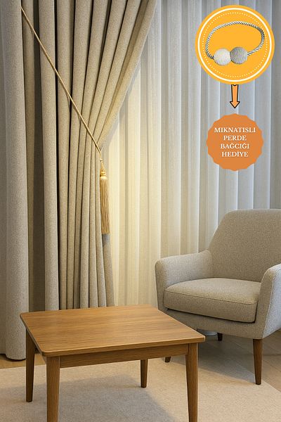 ladinev No Wrinkle Ironing Thick Tulle Curtain 1E 3 Layers Pleated Tulle
