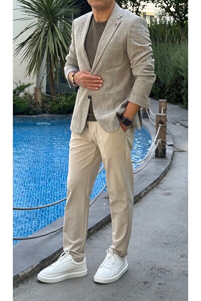 ACTUAL Slim Fit Blazer Tek Ceket 7145-1 R4 Bej