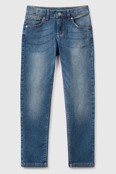 United Colors of Benetton Pantaloni albaștri din denim stretch pentru fete