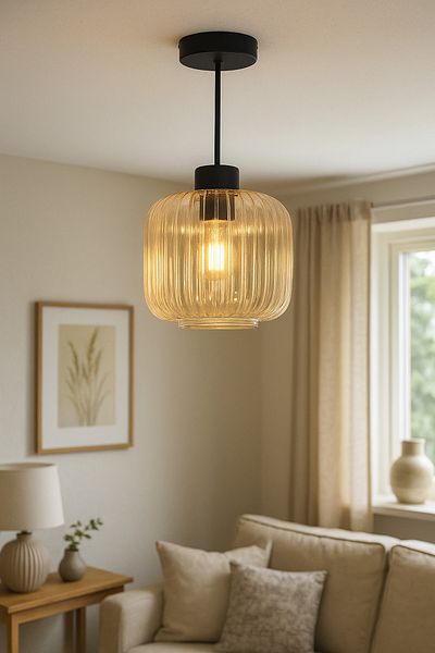 Modavize Munich Modern Living Room - Black Color Single Ceiling Pendant Chandelier - Kitchen and Bedroom