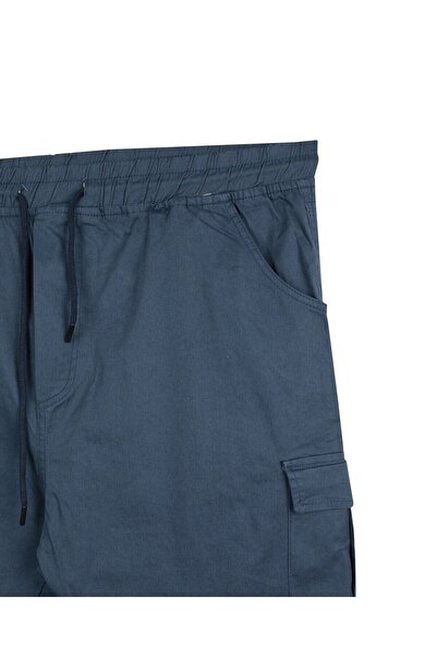 marufshop Men's Plus Size Stretch Fabric Jogger Pants with Elastic Legs and Cargo Pocket Pieces Petrol Blue