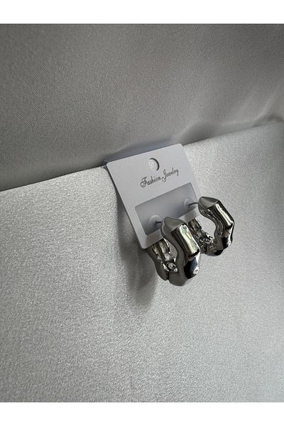 demirosa Wave Form Silver Color Women's Earrings”