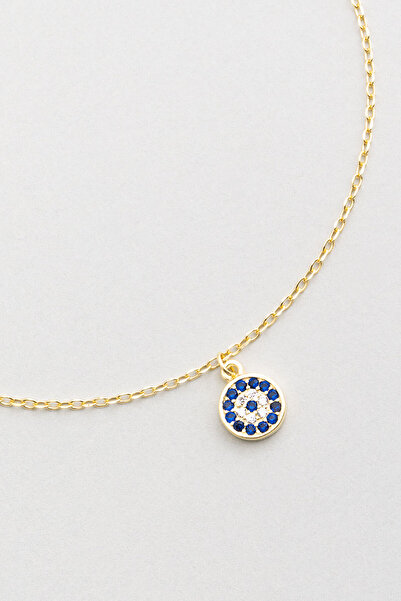 So CHIC... Minimal Nazar 18 Ayar Sarı Altın Kaplama 24 Cm Gümüş Hal Hal