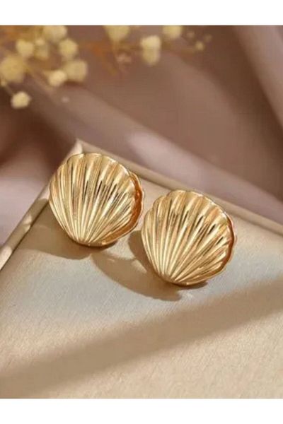 demirosa Seashell Form Gold Color Earrings