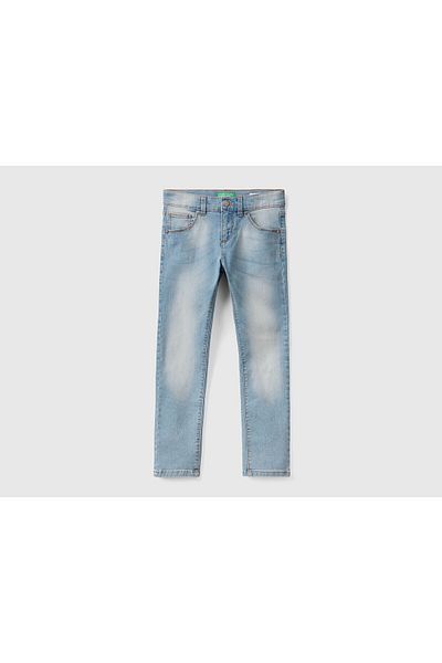 United Colors of Benetton Pantaloni albaștri din denim stretch pentru fete