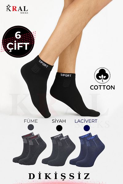 KRAL SOCKS Чорапи унисекс, 6 чифта, парфюмирани, безшевни памучни мъжки чорапи