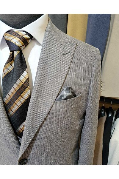 Ted Davıd Gray Textured Slim Fit Suit